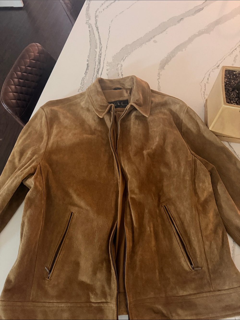 Nicole Miller Brown Suede Bomber Jacket